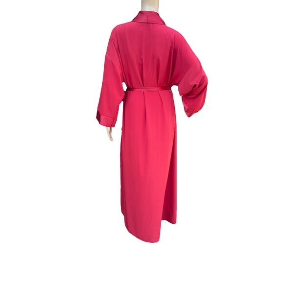St. Michael M&S 10/12 Red Satin Look Maxi Robe Dressing Gown Shawl Collar UK - Picture 5 of 9